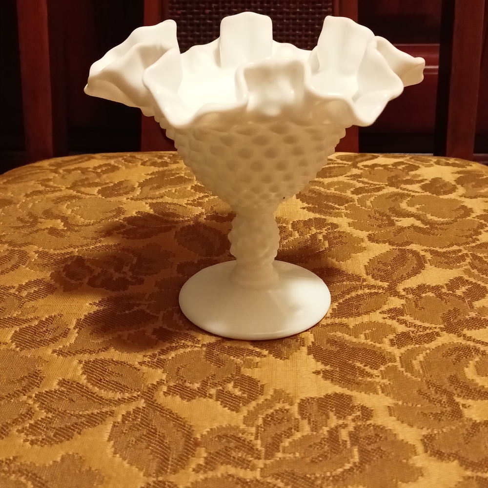 Elegant White Hobnail Glass Vase